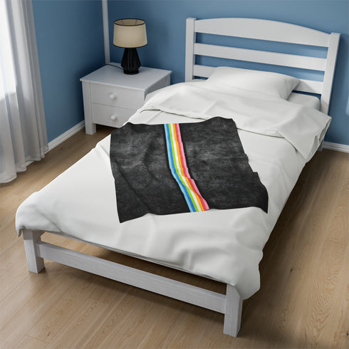 Grunge Queer Pride Flag Stripe Velveteen Plush Blanket